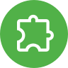 A green circle with the outline of a white puzzle piece.